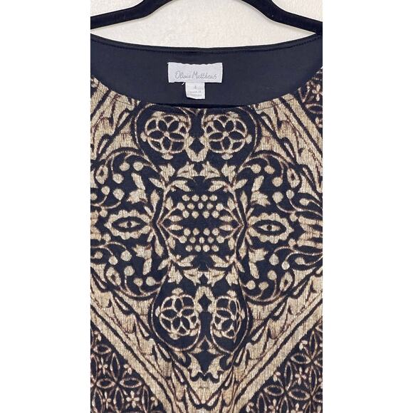 Olivia Matthews Brown and Black Floral Geometric Pattern Knit Dress - Picture 3 of 3